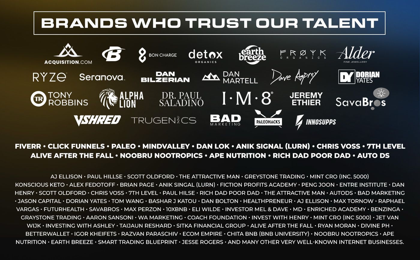 Brands who trust our talent, including direct-response, ecommerce, and internet business brands.